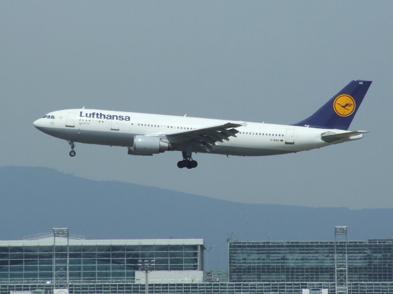 Lufthansa Airbus A 300 D-AIAX bei der Landung in Frankfurt am Main am 07.08.2008.