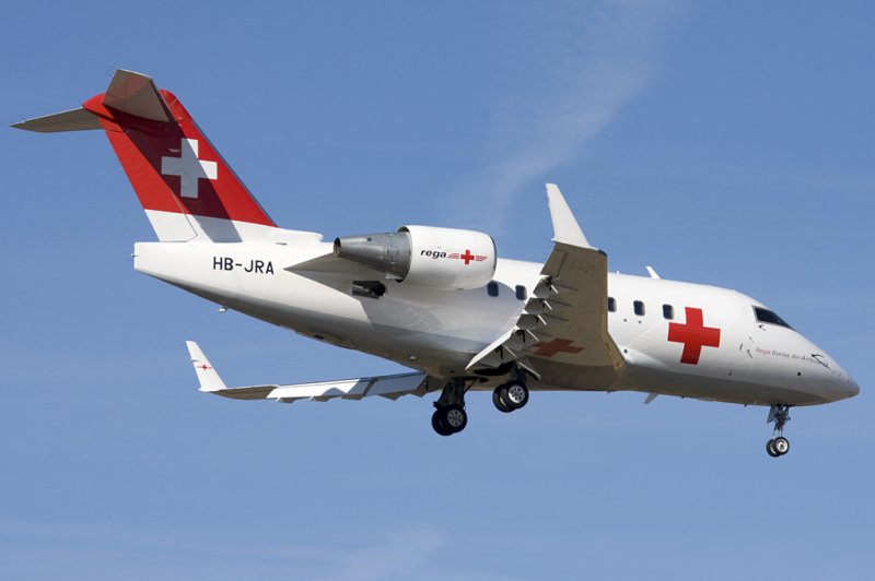 Swiss Air Ambulance (Rega), HB-JRA, Bombardier, CL-600-2B16-Challenger-604, 21.02.2009, GVA, Geneve, Switzerland