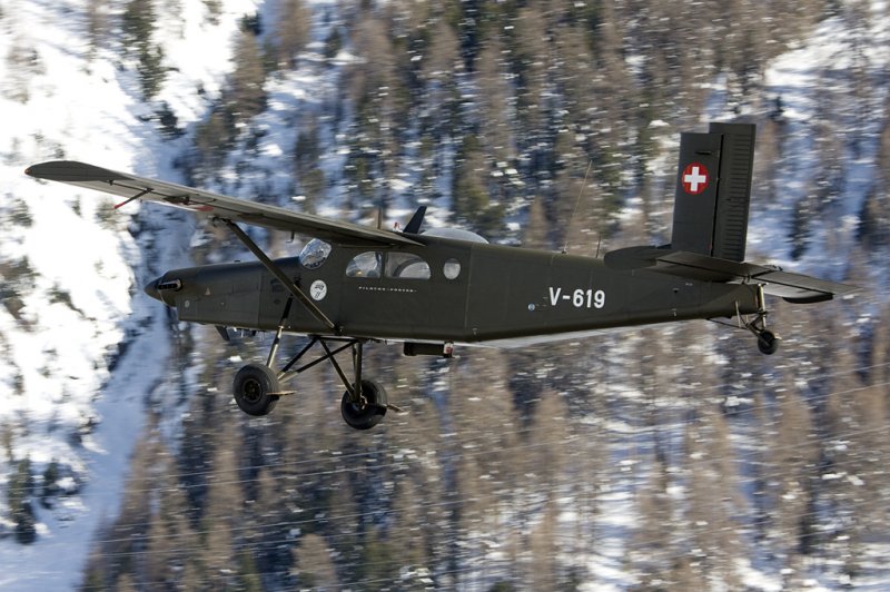 Swiss - Air Force, V-619, Pilatus, PC-6; 31.01.2009, SMV, Samedan, Switzerland