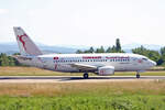 Tunisair, TS-IOG, Boeing B737-5H3, msn: 26639/2253,  Sfax ,  60 ans  Bemalung, 21.Juni 2008, BSL Basel - Mühlhausen, Switzerland.