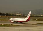 Jet der Air Berlin rollt am 05.12.2007 auf dem Flughafen Valencia zum Start.