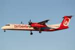 Air Berlin De Havilland Canada DHC-8-402Q in der Morgensonne vom 13.9.2011 im Anflug auf Zrich-Kloten.