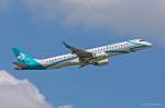 Air Dolomiti, I-ADJK, ERJ 195LR in MUC im Steigflug nach Rom (FCO) 01.07.2013