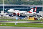 A319-112 OE-LDD der Austrian Airlines am 15.9.18 beim abheben in Zürich.
