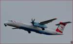 Austrian OE-LGE, DHC-8-402Q bei Trainingsflug auf Maribor Flughafen MBX. /20.1.2014