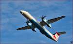 Austrian OE-LGG, Dash 8 bei Start auf Maribor Flughafen MBX.