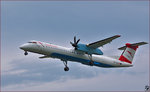 Austrian OE-LGE, Bombardier Dash8 bei Trainingsflug auf Maribor Flughafen MBX.