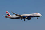 Airbus A321-200NX, British Airways (G-NEOV), Hamburg (HAM), 09.03.2025