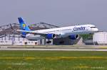 Condor, D-ABOC, B 757-330(W) bei der Landung in MUC aus Palma de Mallorca (PMI) 15.05.2013