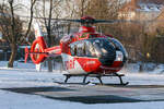 DRF Luftrettung  Christoph 38  Eurocopter EC-135 P2+ D-HDRY c/n:1029 beim Start am Helios Krankenhaus Leisnig des 22.Januar 2016