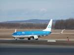 KLM Boeing 737-800 PH-BGC landet aus Amsterdam am Flughafen ABudapest-Ferihegy, am 25.