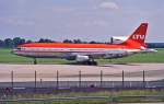LTU, D-AERP, L 1011-385-1 rollt in Mnchen-Riem zum Start. 30.06.1991 (Negativ-Scan)