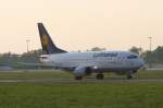 Flughafen Hannover. Start der Lufthansamaschine vom Typ Boeing 737-500 Landau