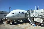 Lufthansa Airbus A380-841 D-AIMJ (Taufname: Brüssel) am 17.04.2018 nach der Ankunft am Flughafen Houston George Bush Intercontinental.