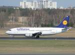 Lufthansa B 737-330 D-ABEO  Plauen  kurz nach der Landung in Berlin-Tegel am 02.04.2010