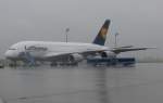 Erster Besuch des Lufthansa Airbus A 380-800 D-AIMA Frankfurt am Main am Flughafen Mnchen 02.06.2010