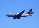 Lufthansa mit Boeing 737-530 D-ABJI  Siegburg  beim Landeanflug zum Flughafen Berlin Tegel, 09.07.08.