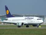 Lufthansa Boeing 737-500  Bad Segeberg  bei der Landung in Stuttgart am 30.08.2008.
