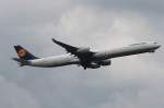 Lufthansa A 340-642 D-AIHE  Leverkusen  beim Start in Frankfurt am 10.06.2013