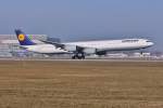 D-AIHZ  Leipzig  / Lufthansa / A340-642X bei der Landung in MUC aus Dubai (DXB) 01.02.2014
