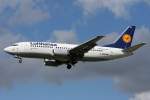 Lufthansa B737-300 D-ABEE im Anflug auf 27L in LHR / EGLL / London Heathrow am 25.08.2011