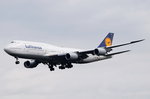D-ABYF Lufthansa Boeing 747-830  Sachsen-Anhalt   in Frankfurt beim Landeanflug am 06.08.2016