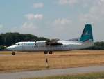 Fokker F-50  Prince Guillaume  (LX-LGC) von Luxair auf dem Flughafen von Luxemburg (18.07.2003)