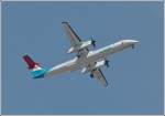 Luxair LX-LGF  De Havilland Canada DHC-8-402Q Dash 8 aufgenommen am 17.06.2013 nahe des Bahnhofs von Luxemburg.