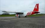 Eine BRITTEN NORMAN ISLANDER der OLT. Reisegeschwindigkeit 240 km/h, Reichweite 1.000 km, max. Flugh�he 3.000 m, 9 Passagierpl�tze. Aufnahmedatum 12.04.2010