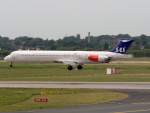 SAS MD-82 SE-DIK kurz vor der Landung auf 23L in DUS / EDDL / Düsseldorf am 13.05.2007