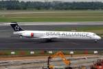 SAS Star Alliance MD81 OY-KHP verlässt die 23L in DUS / EDDL / Düsseldorf am 13.07.2008  
