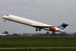 SAS MD-82 SE-DIL beim Takeoff auf 36L in AMS / EHAM / Amsterdam am 30.04.2012