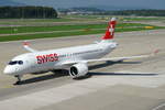 Swiss Bombardier CSeries CS300 (BD-500-1A11) HB-JCI, cn(MSN): 55023,
Zürich-Kloten Airport, 05.09.2018.
