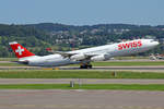 SWISS International Air Lines, HB-JMA, Airbus A340-313X, msn: 538,  Frauenfeld , 18.August 2019, ZRH Zürich, Switzerland.
