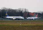 Ryanair(Malta Air), Boeing B 737-8AS, 9H-QAG, Swiss, Airbus A 220-100, HB-JBC, TXL, 15.02.2020