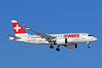 SWISS International Air Lines, HB-JBG, Bombardier CS-100, msn: 50016, 13.Februar 2021, ZRH Zürich, Switzerland.