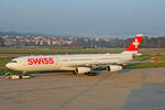 SWISS International Air Lines, HB-JMC, Airbus A340-313X, msn: 546,  Basel , 16.Oktober 2021, ZRH Zürich, Switzerland.