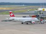 Eine Maschine von Swiss am Dsseldorfer Flughafen.