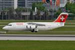 HB-IXT Swiss British Aerospace Avro RJ100  vor dem Start in München  12.05.2015