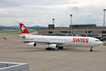 SWISS International Air Lines, HB-JMC, Airbus A340-313X,  Basel , 05.August 2016, ZRH Zürich, Switzerland.