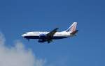 Transaero Airlines mit Boeing 737-5Y0 EI-DTW beim Landeanflug zum Flughafen Berlin-Tegel am 30.06.08.