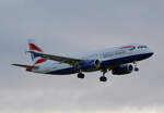 British Airways, Airbus A 320-232, G-EUYG, BER, 29.12.2022