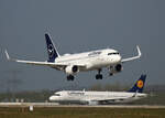 Lufthansa, Airbus A 320-214. D-AIUB  Rendsburg , D-AIWA, BER, 10.04.2023