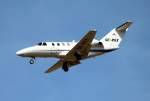 Private Cessna 525 Citation CJ1 SE-RGX bei der Landung in Berlin-Schnefeld am 10.09.2012