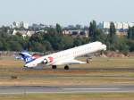 SAS Canadair Regjet CRJ900 OY-KFA beim Start in Berlin-Tegel am 24.08.2009