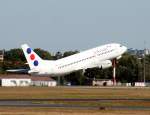 JAT Airlines B 737-3H9 YU-ANV beim Start in Berlin-Tegel am 24.08.2009