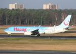 Hapagfly B 737-8K5(WL) D-AHFC  Hannover Airport  beim Start in Berlin-Tegel am 05.12.2009