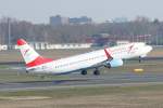 Austrian B 737-8Z9 OE-LNJ beim Start in Berlin-Tegel am 03.04.2010