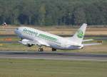 Germania B 737-35B D-AGEG beim Start in Berlin-Tegel am 22.08.2010
