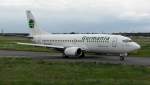 Germania
Boeing 737-3M8
D-AGEK, The Germania brand has been revived with this aircraft, named  Spirit of Peter Kiessling 